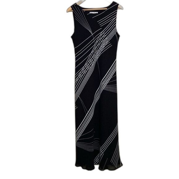 NWT Ronni Nicole By Ouieda Vintage Black White Maxi Dress size 14 Y2K Events - Picture 1 of 9
